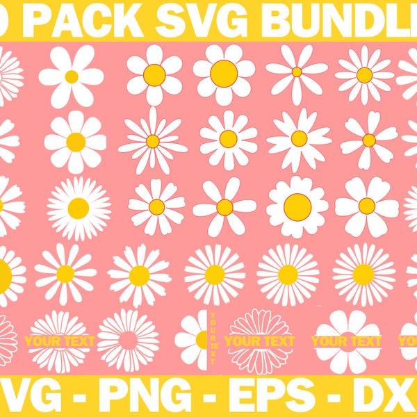 Daisy SVG bundle, Flower Svg, Floral SVG, Spring Summer Svg, Retro Flower Shapes svg, Hippie Flower SVG, Daisy Split Monogram