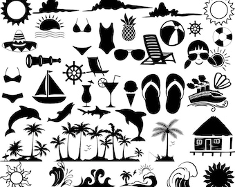BEACH SVG Bundle, SUMMER Svg, Beach Clipart, Summer cut files for Cricut, Beach Life Svg