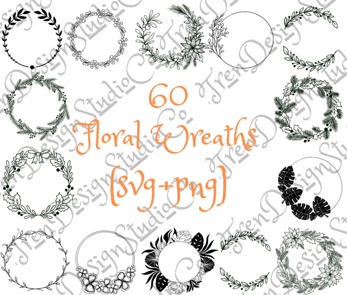 Wreath Svg Bundle Circle Svg Bundle Floral Wreath Svg Heart Laurel ...