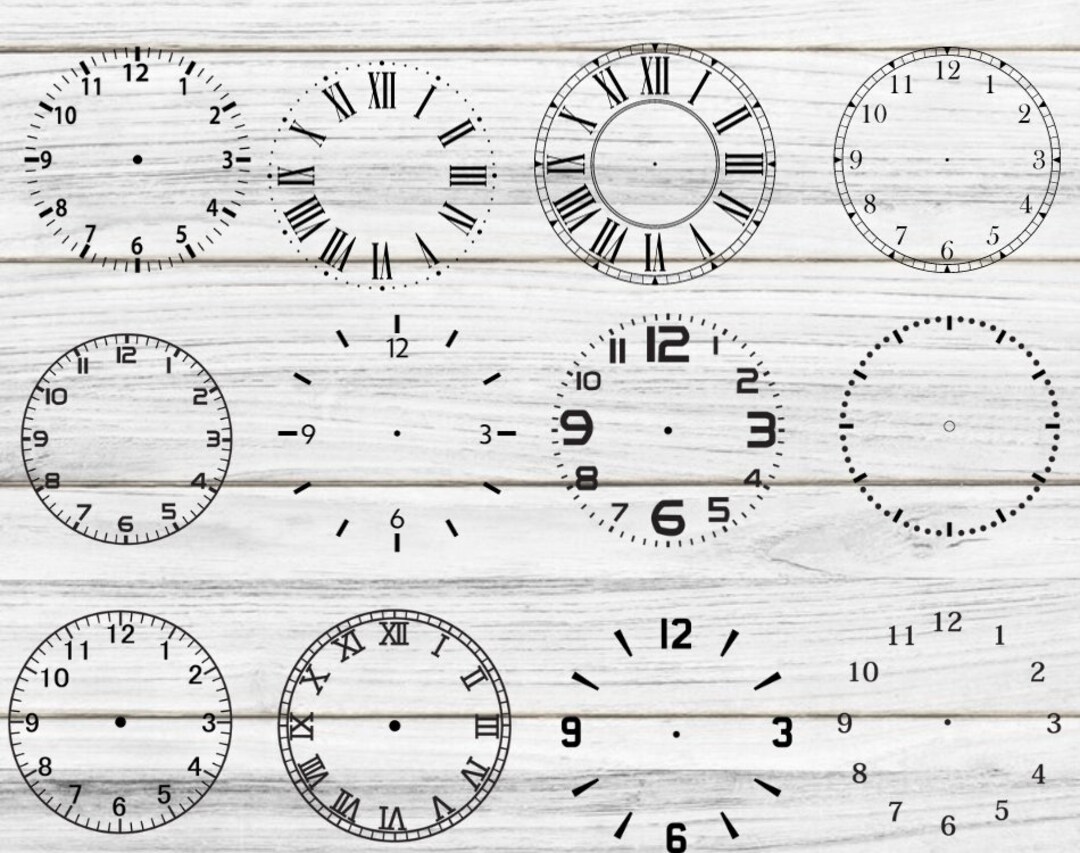 Pacote SVG CLOCK FACE, clipart de mostrador de relógio, mostrador de ...