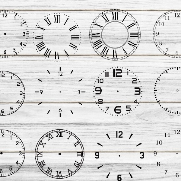 Pacchetto SVG QUADRANTE DI OROLOGIO, clipart quadrante di orologio, quadrante di orologio in formato SVG per Cricut, file tagliati in formato SVG di quadrante di orologio, silhouette del quadrante di orologio