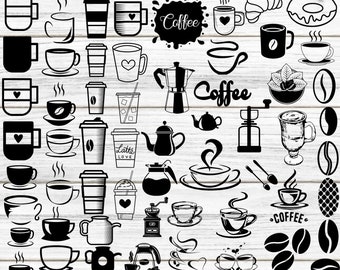 COFFEE CUP SVG Bundle, Coffee Cup Clipart Bundle, Coffee Cup Svg files for Cricut, Png/Eps.