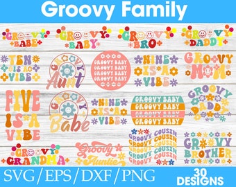 Groovy Family SVG Bundle, Retro Family svg, Groovy Birthday svg, Matching Family svg, Groovy Mom svg, Groovy Dad svg, Groovy Brother svg