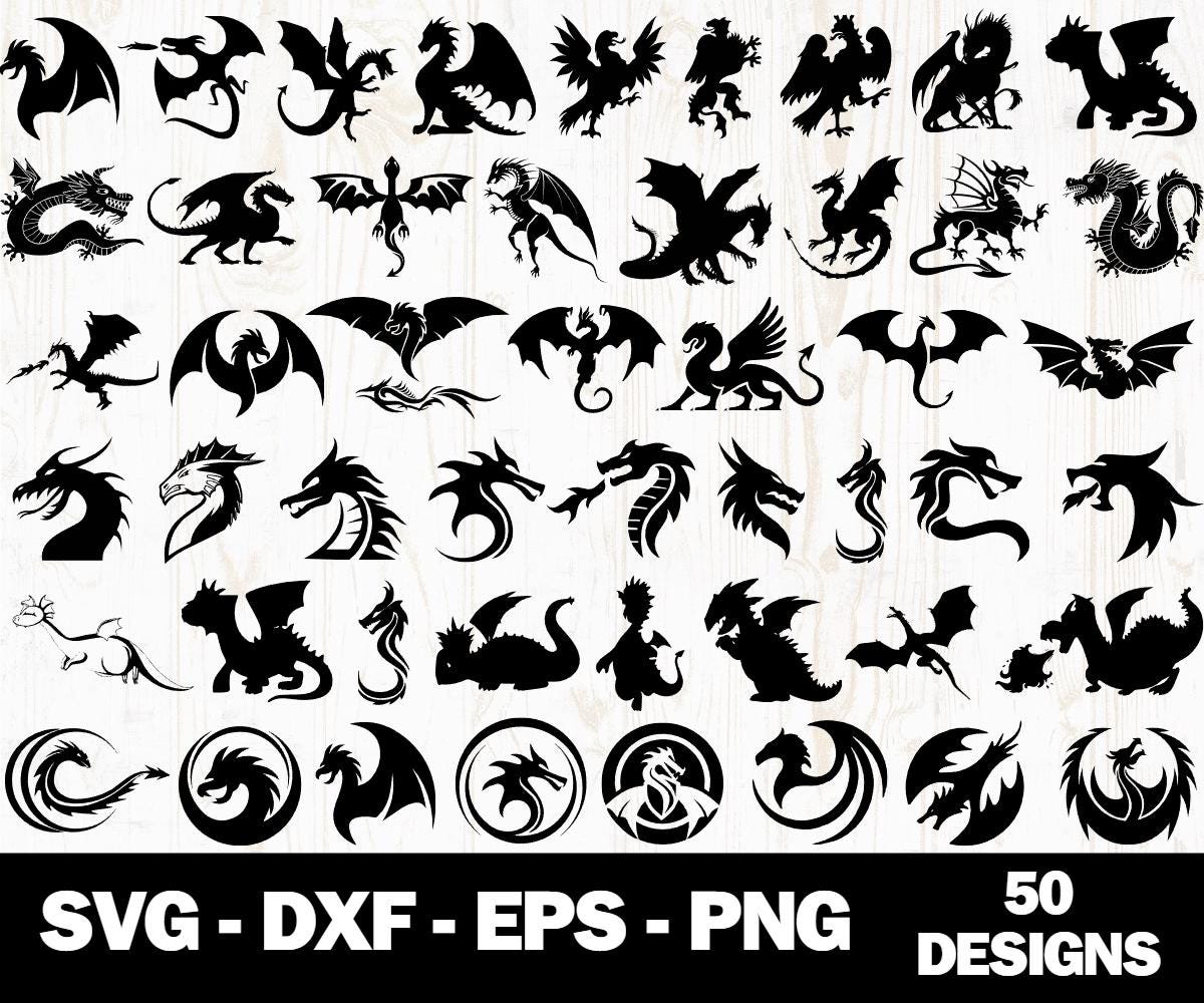 Dragon Svg Bundle, Dragon Svg, Dragon Cut File, Dragons Head, Dragon ...