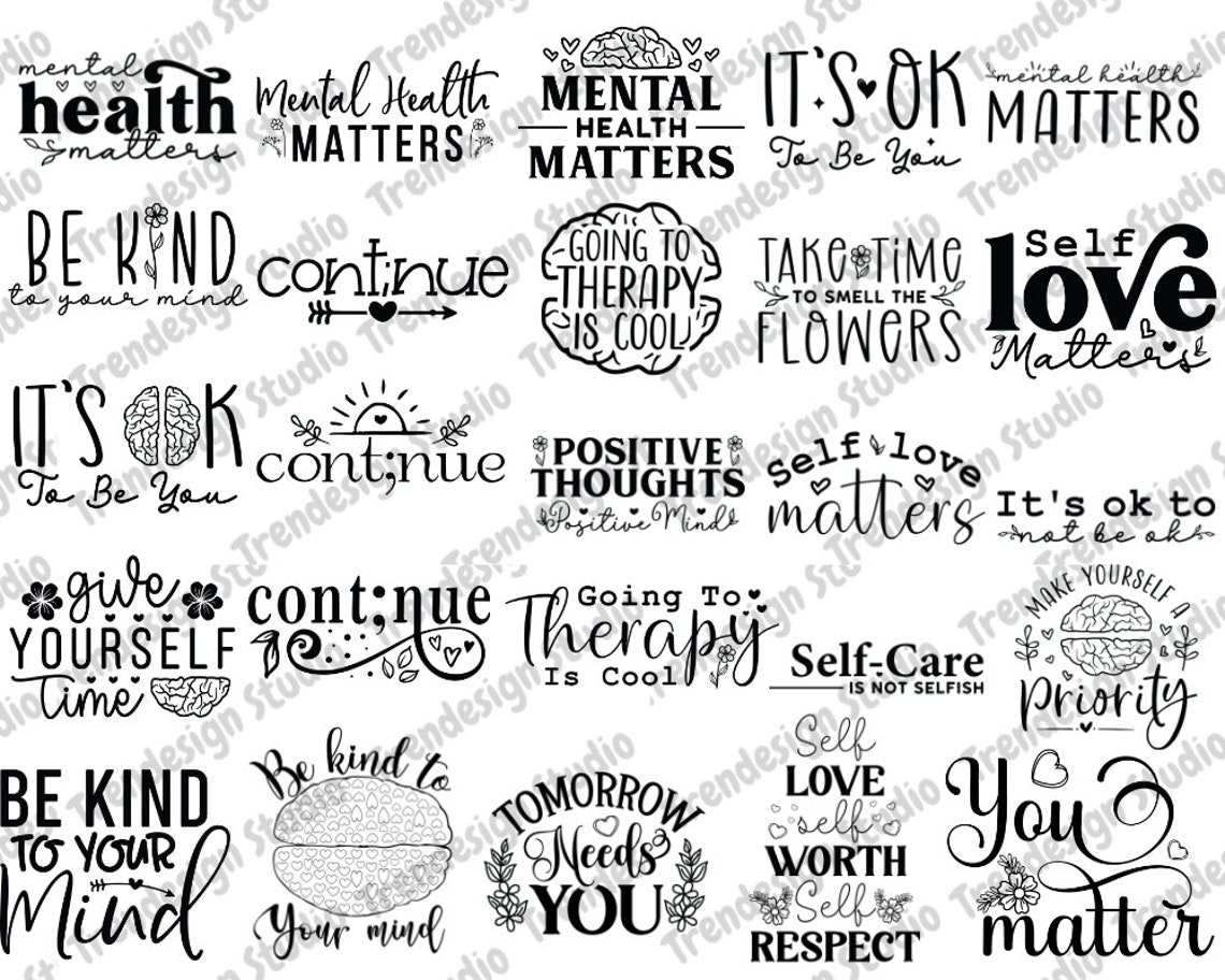 Mental Health SVG Bundle, Inspirational Svg, Positive SVG, Motivational ...