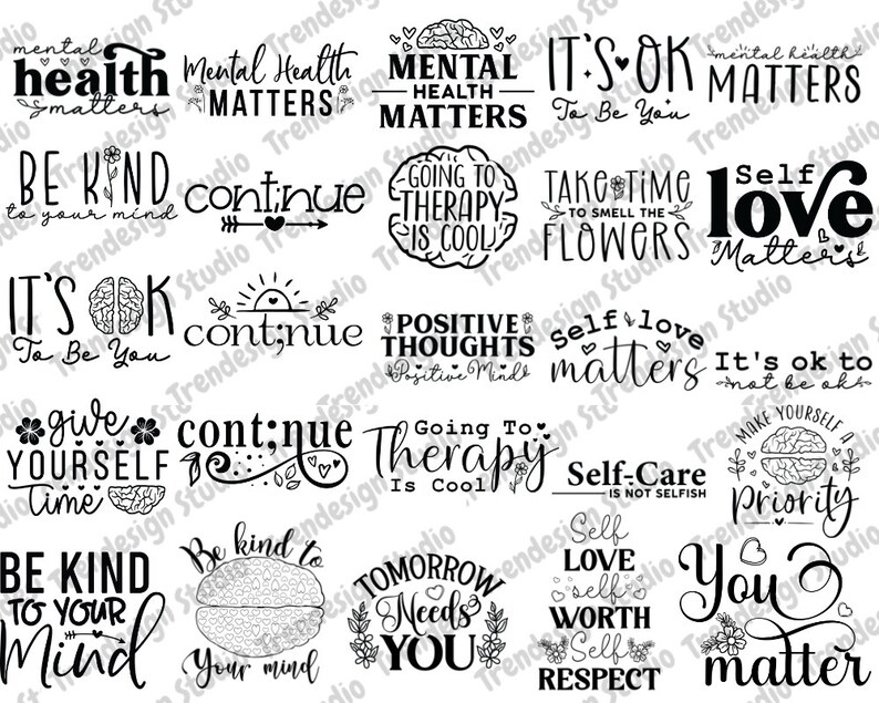 Mental Health SVG Bundle, Inspirational Svg, Positive SVG, Motivational ...