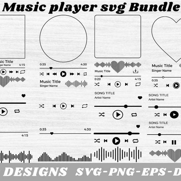 Music player svg Bundle, Music player cut files, Acrylic Song Art, Album Song Cover, Play Buttons Svg, Song Player Svg, Instant Downloads