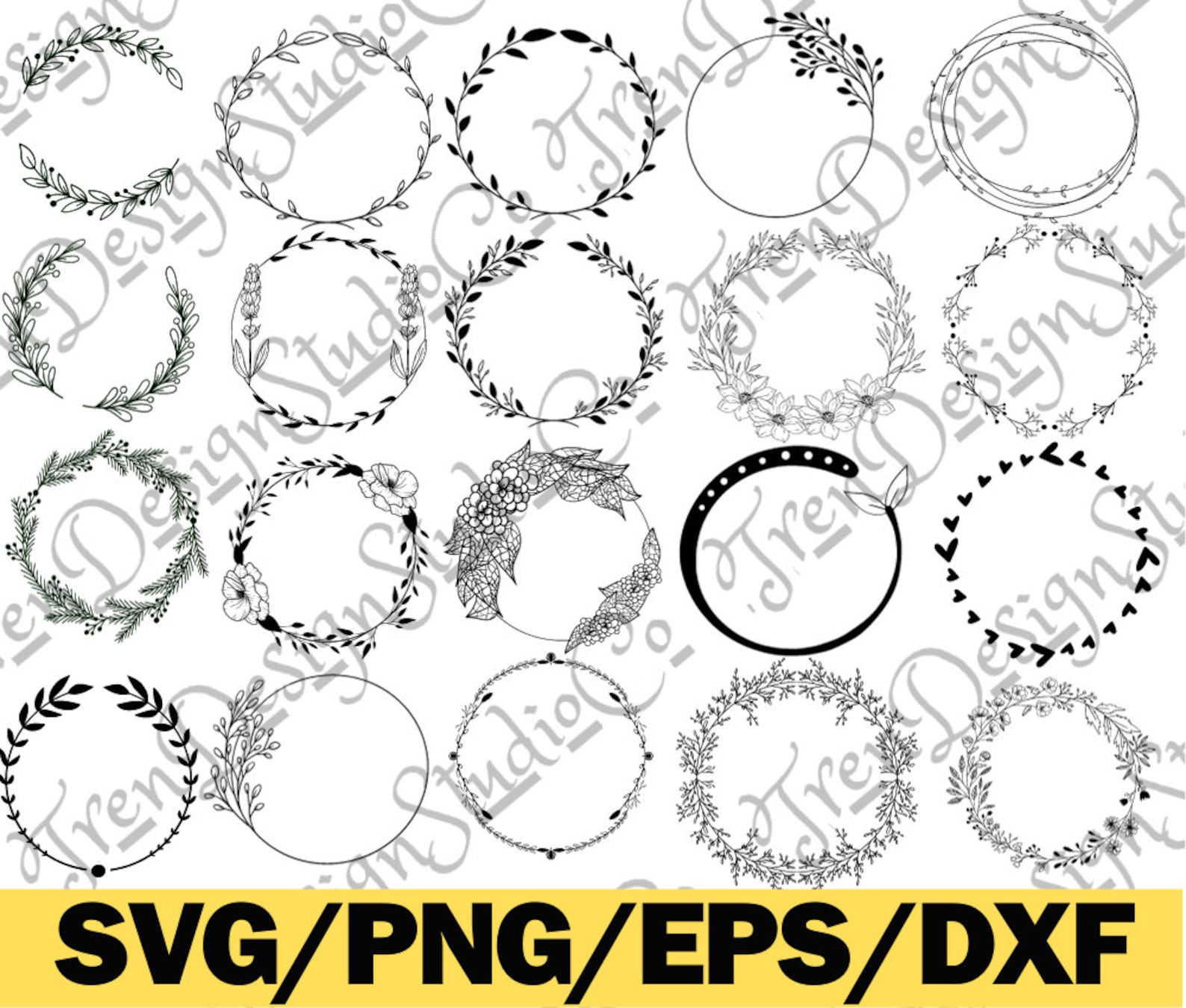 Wreath Svg Bundle Circle Svg Bundle Floral Wreath Svg Heart Laurel ...
