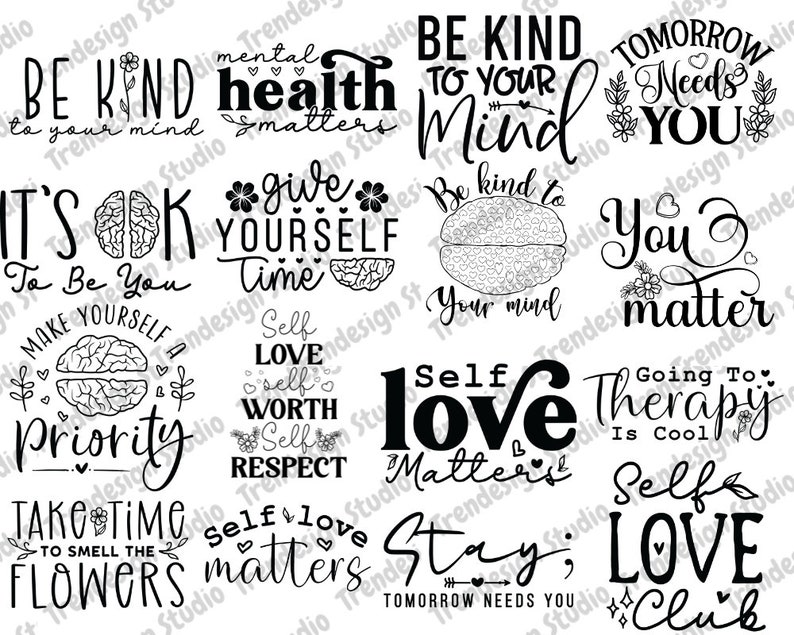 Mental Health SVG Bundle, Inspirational Svg, Positive SVG, Motivational ...