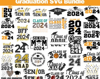 Paquete SVG de graduación, Clase de 2024 SVG, Senior 2024 SVG, Graduación cap svg, Graduación svg 2024, Descarga digital, Cricut, Silueta.