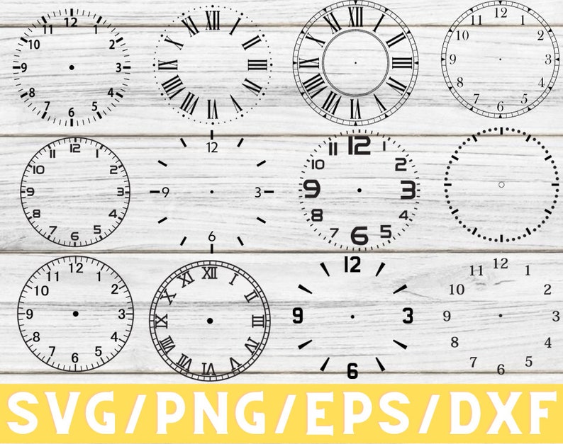 Pacchetto SVG QUADRANTE DI OROLOGIO, clipart quadrante di orologio, quadrante di orologio in formato SVG per Cricut, file tagliati in formato SVG di quadrante di orologio, silhouette del quadrante di orologio immagine 2