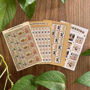 Puggoshibo | 4 Sticker Sheets - Sticker Starter Pack - Cozy Planner Stickers - Planners - Notebooks - Reminders - Decorative