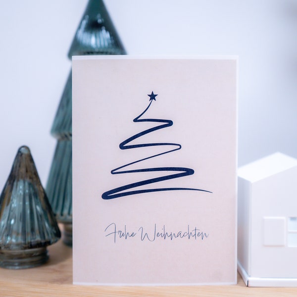 Süße Weinachtskarte "Frohe Weihnachten", Postkarte, Klappkarte, Recyclingpapier, Karte Weihnachtsbaum