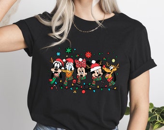 Vintage Disney Christmas T-Shirt, Mickey and Friends Holiday Lights Tee