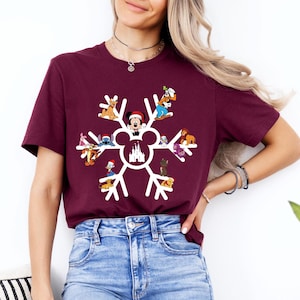 Disney World Shirt Ideas for Family, Mickey Mouse and Friends T Shirt, Magic Kingdom Christmas Shirt, Cute Snowflake Disney Trip Shirt Gift