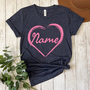 Personalized Heart Shirt with Name,Valentine Day Shirts For Couples,Valentines Day Gift, Cute Heart Shirt,Customized Heart,Custom T-shirt