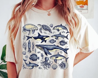 Vintage Sea Animal Shirt: Ocean Nature Graphic Tee