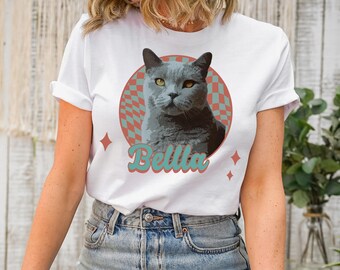 Personalisiertes Tierportrait Shirt: Retro personalisierter Hund oder Katze T-Shirt