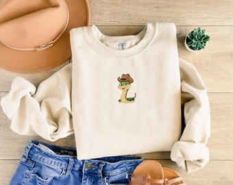 Funny Snake with Cowboy Hat Sweatshirt: Western Graphic Tee