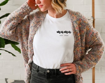 Custom Mama Est 2024 Shirt: Comfort Colors Mom Tee