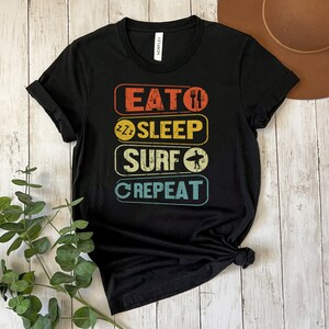 Eat Sleep Surf Repeat T-Shirt: Trendy Retro Surfing Tee image 6