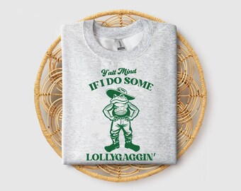 Funny Cowboy Frog Sweatshirt: Vintage Western Lollygagging Tee