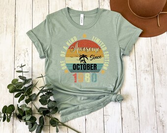 Camiseta vintage de cumpleaños de 1980: camiseta gráfica de edición limitada