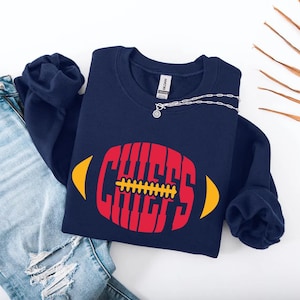 Vintage Chiefs-sweater, rood T-shirt Kansas City Chiefs, College Football Game Day-shirts, trendy Kansas City-fan ronde hals, kleding Chiefs