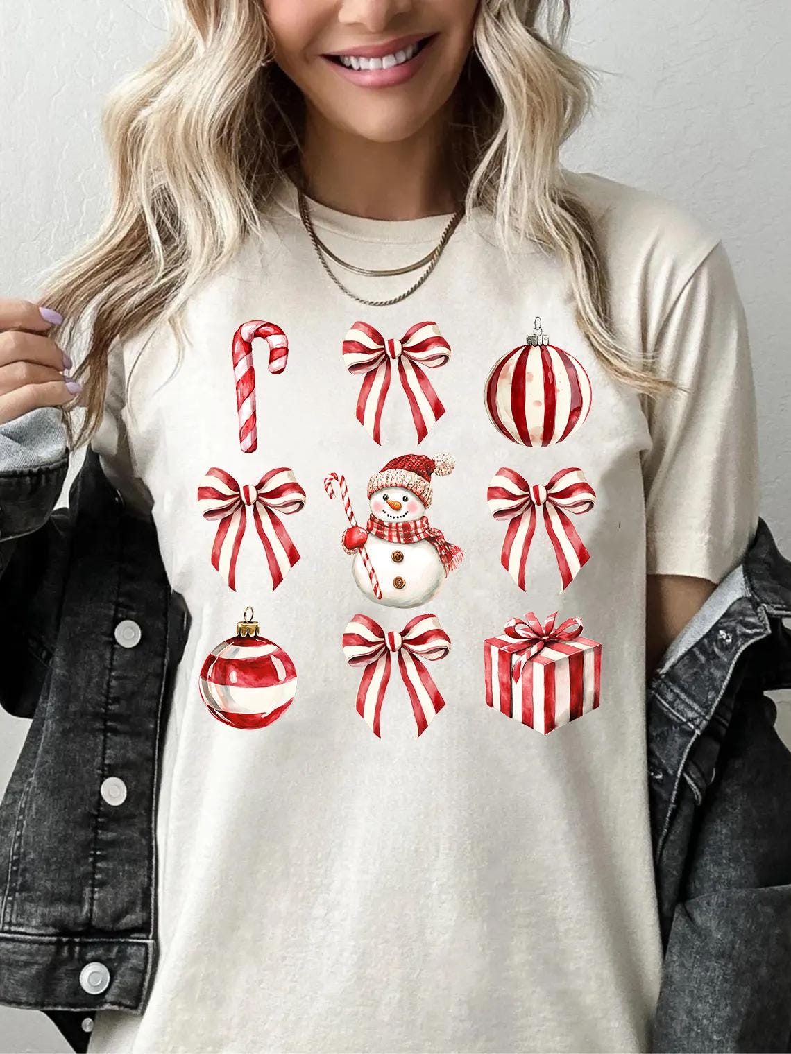 Christmas Coquette Bow Shirt: Red Holiday Crewneck