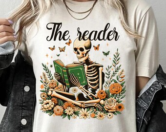 Skeleton Reading Tarot Card Sweatshirt: Book Lover Gift