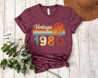 Camiseta de casete vintage de 1980: regalo para el 43.º cumpleaños