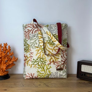 Sac fourre-tout. Sac en tissu corail-bourgogne. Anse, recto-verso, design personnalisé, réutilisable, lavable en machine, sac tendance en tissu fabriqué à la main durable
