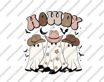 Western Howdy Ghost Svg, Howdy Svg, Stay Spooky Svg, Western Svg Halloween, Svg cow-boy fantôme, chapeau de cow-boy Svg, Svg fantôme Png sublimation