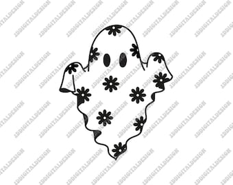 Floral fantôme Svg, Svg Daisy, saison effrayante svg, Clipart fantôme mignon, fantôme avec fleurs svg, Svg fantôme blanc, Svg fantôme mignon, Boo Svg