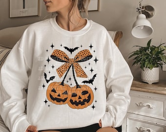 Citrouille cerises SVG PNG, Svg Girly automne, citrouille saison Svg, citrouille d'Halloween Png, automne citrouille Coquette noeud Png, Halloween Girly Svg