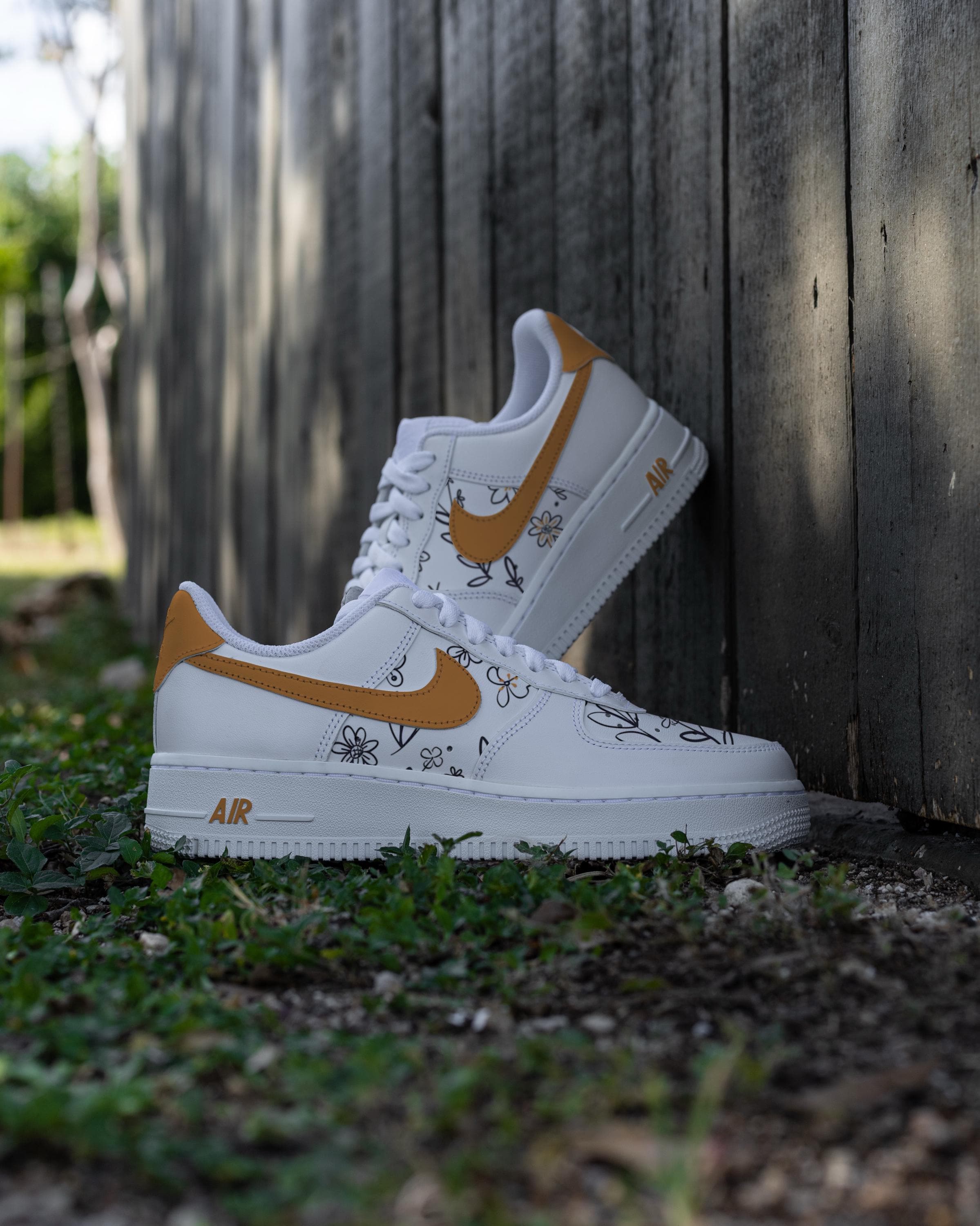 Nike Air Force 1 One Custom Flower Floral Orange Sneakers - Etsy