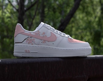 CUSTOM Nike Air Force 1 Pink Blossom Flower Shoes Sneakers