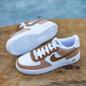 Nike Air Force 1 One AF1 Custom Beige Brown Shoes Sneakers image 2
