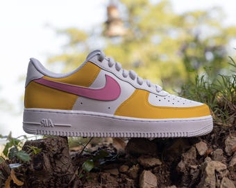 CUSTOM Nike Air Force 1 Pink / Yellow Shoes Alternate - Etsy display picture 1