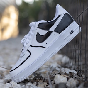 CUSTOM Nike Air Force 1 Black / White Shoes Sneakers