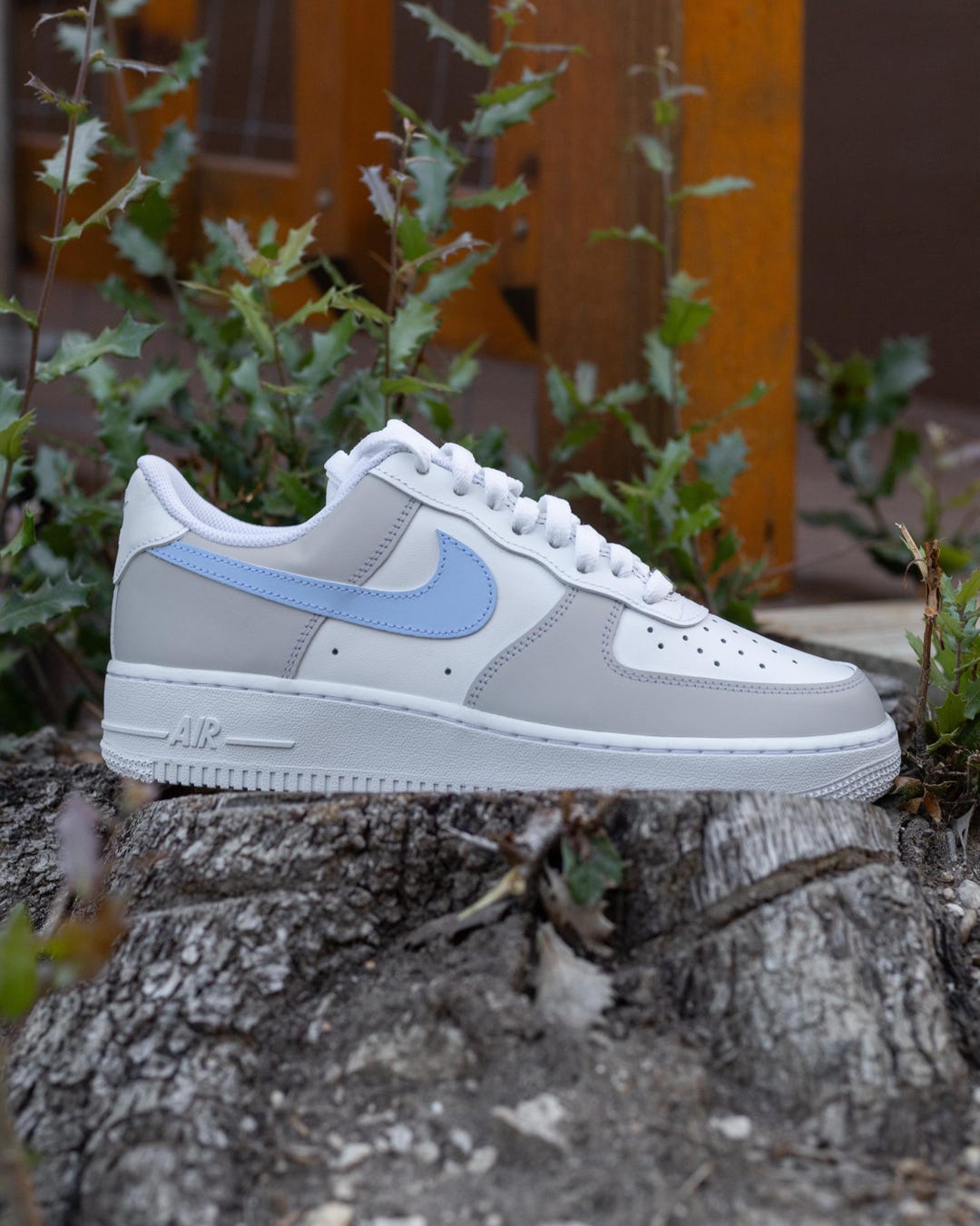 CUSTOM Nike Air Force 1 Light Grey Gray / Baby Blue Shoes - Etsy