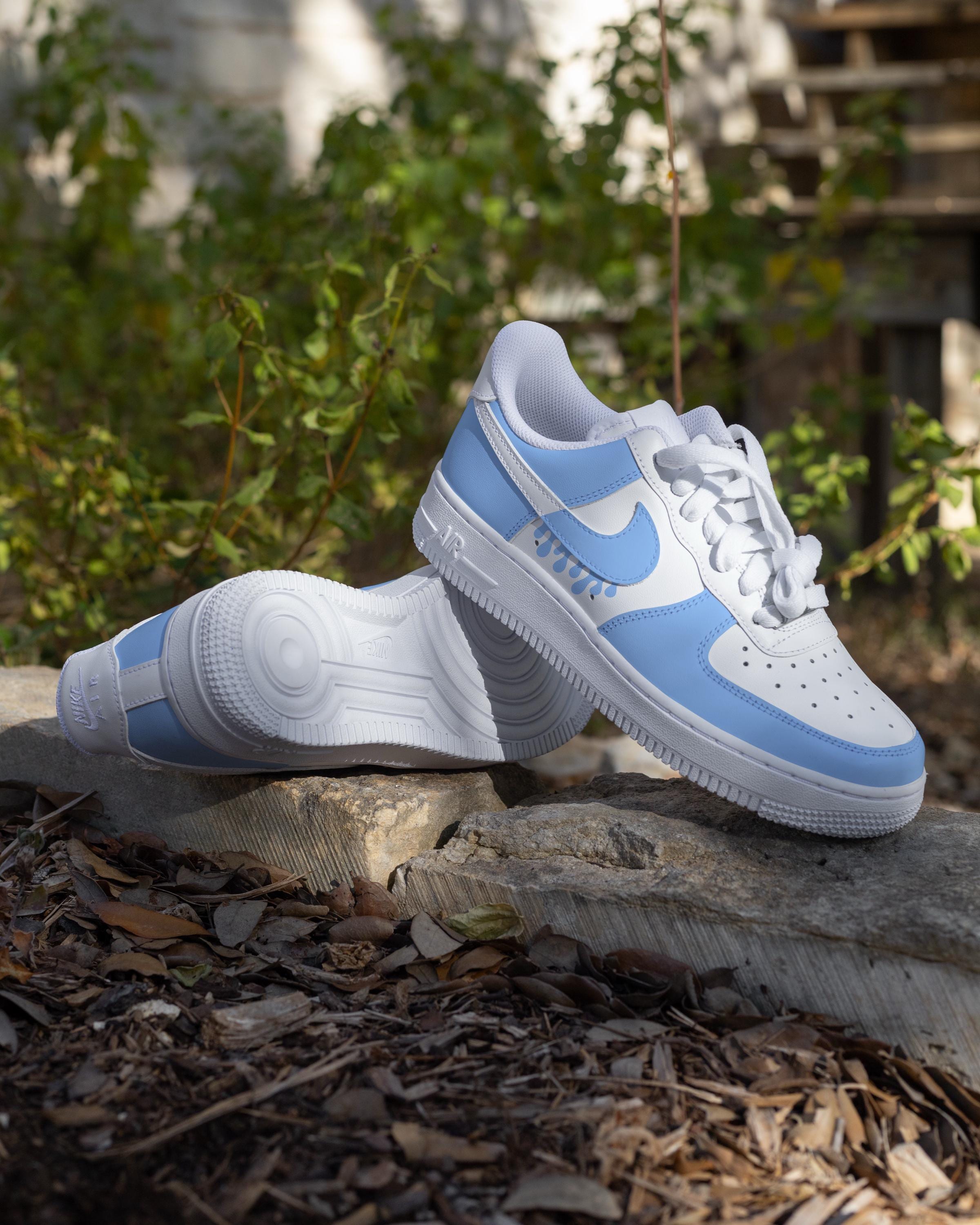 Nike Air Force 1 One Custom Baby Blue Drip Shoes Shoe - Etsy