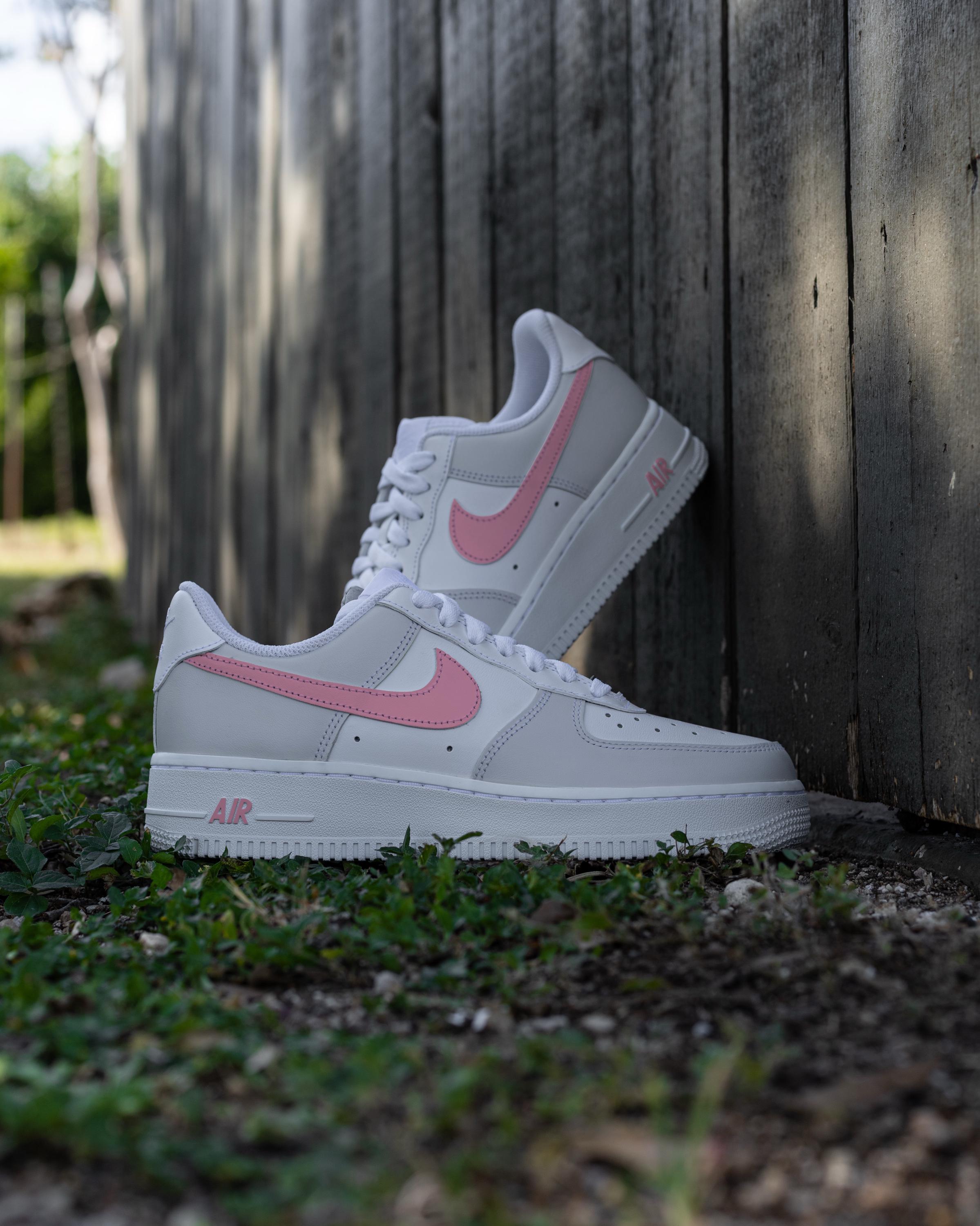 Nike Air Force 1 ID By You Pink Grey Nike Air Force 1 Low Lace - Girls main image 3