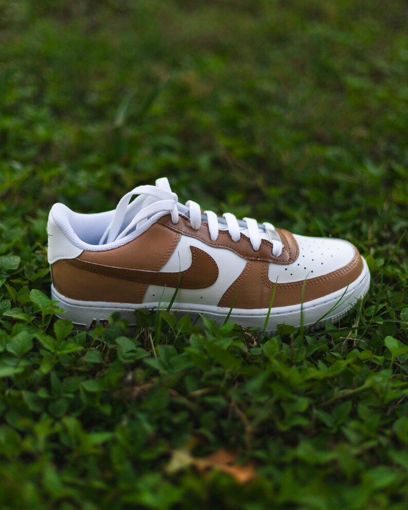 Nike Air Force 1 One AF1 Custom Beige Brown Shoes Sneakers image 3