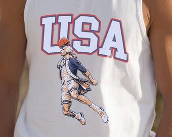 Dunk Washington Funny 4th of July tank top - Funny USA Tee, July 4th Gift, Patriotic Graphic tank top. George Washington