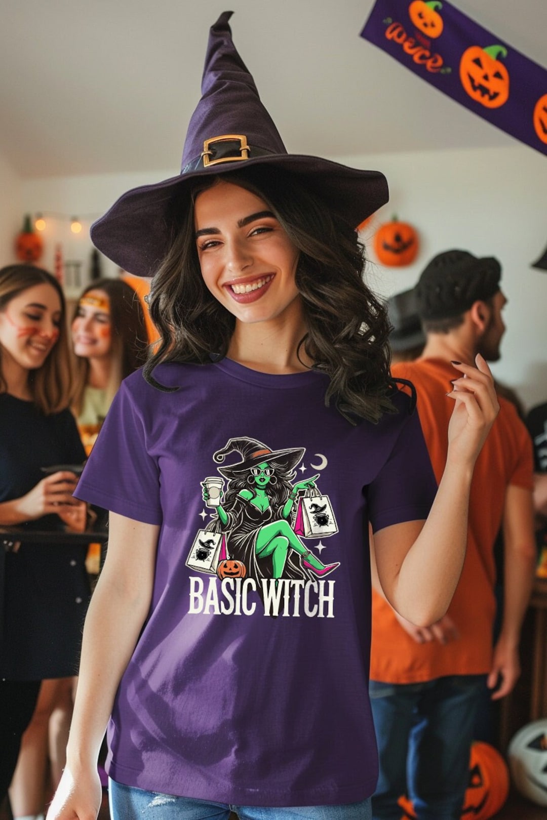 buzz shirts Womens Basic Witch Organic Cotton T-Shirt Halloween Costume