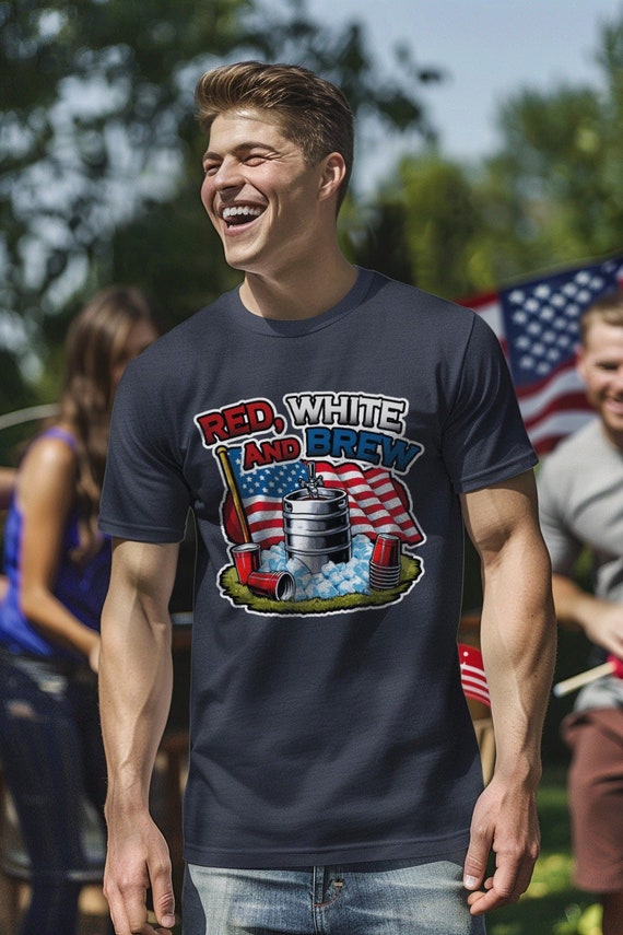 Red White And Brew 4th Of July Flag T-Shirt Red White And Brew 4th Of July Flag T-Shirt