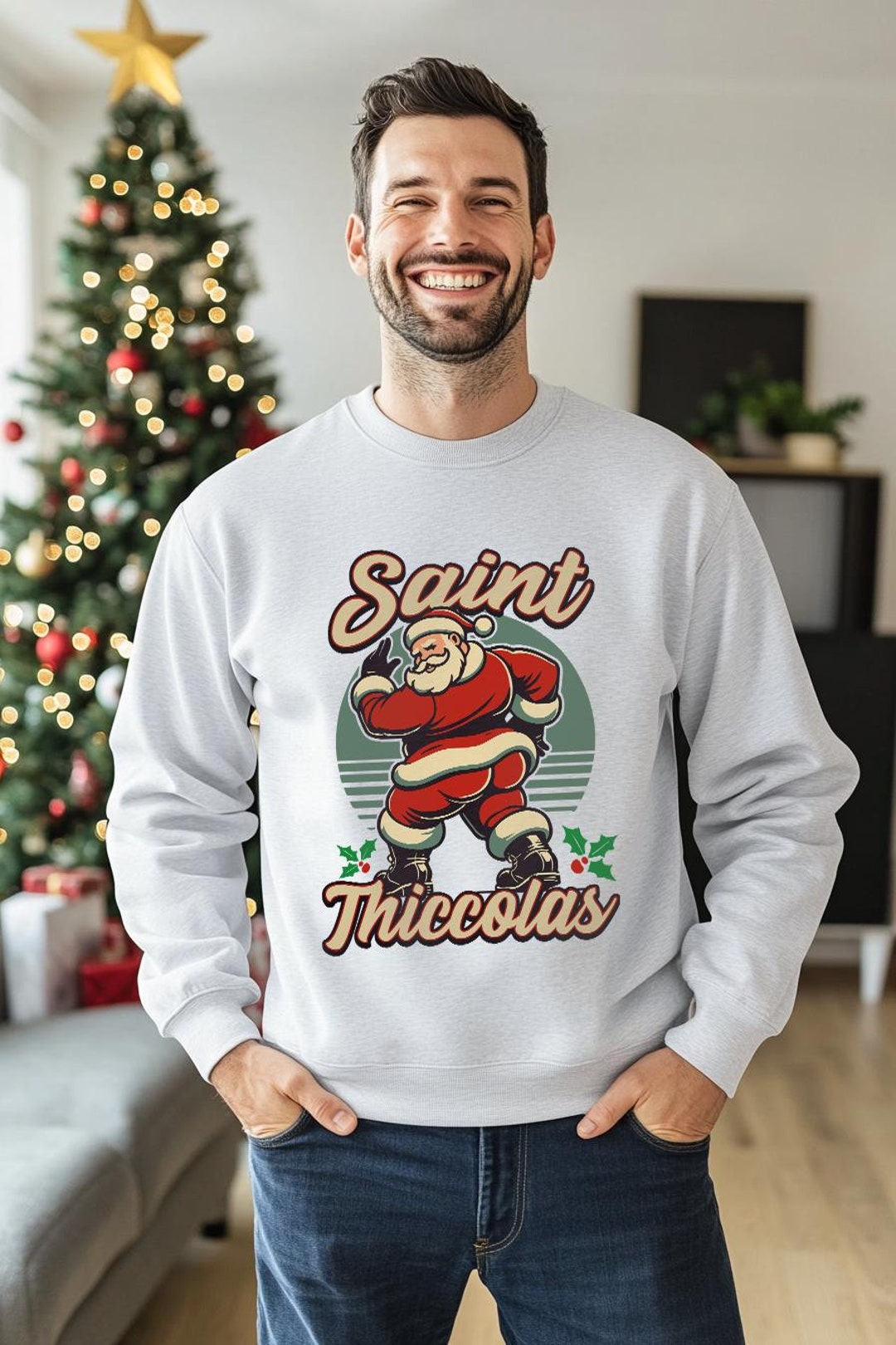 Saint Thiccolas Christmas Sweatshirt - Raunchy Santa Holiday Top