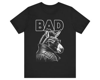 BADass - Funny Donkey T-Shirt - Cool Donkey with Sunglasses Graphic Tee - Humorous Animal Shirt - Fun Gift Idea - Bad Ass Style and Fun