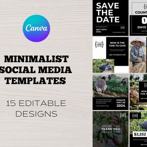 15 Canva-mallar för insamling av sociala medier, modern design | Donationer till ideella organisationer | Instagram Facebook